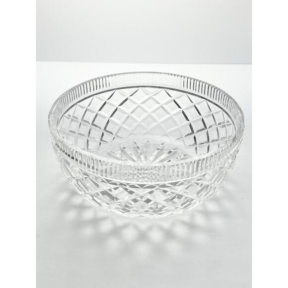 1960s Vintage English Cut Crystal Serving Decorative Bowl 8” - Picture 2 of 6